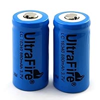 UltraFire 16340, CR123A ขนาด 3.7 V ความจุ 880 mAh